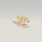 Chanel Spilla Vintage CC del 2015 in Metallo Dorato con Strass e Cristalli Luminosi