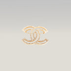 Chanel Spilla Vintage CC del 2015 in Metallo Dorato con Strass e Cristalli Luminosi