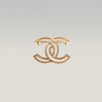 Chanel Spilla Vintage CC del 2015 in Metallo Dorato con Strass e Cristalli Luminosi