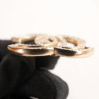 Chanel Spilla Vintage CC del 2015 in Metallo Dorato con Strass e Cristalli Luminosi