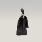 Chanel Mini Classic Flap con Manico in Pelle di Agnello Nera Matelassé e Metallo Dorato