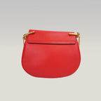 Chloé Drew Chain Small Red Leather Shoulder Bag con Hardware Oro