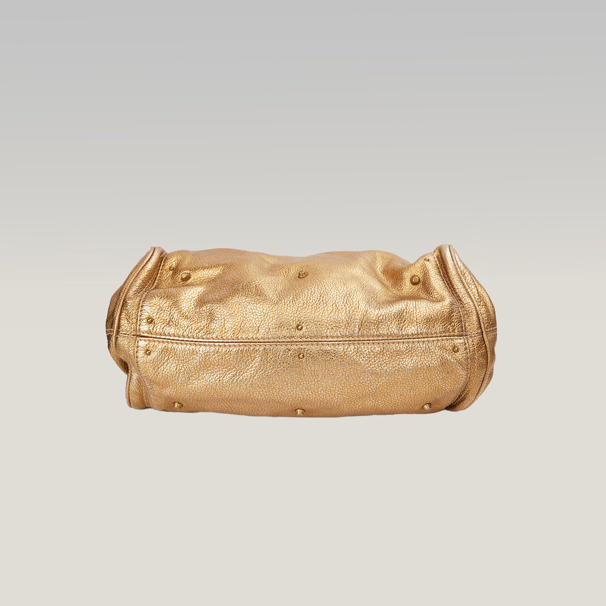 Chloé Paddington Borsa a Mano Media Vintage in Pelle Metallizzata Oro con Iconico Lucchetto