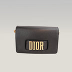 Dior Dio(r)evolution Borsa a Spalla Nera in Pelle Martellata con Logo Dorato