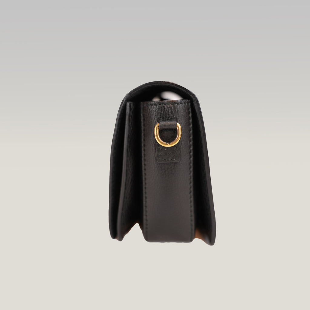 Dior Dio(r)evolution Borsa a Spalla Nera in Pelle Martellata con Logo Dorato