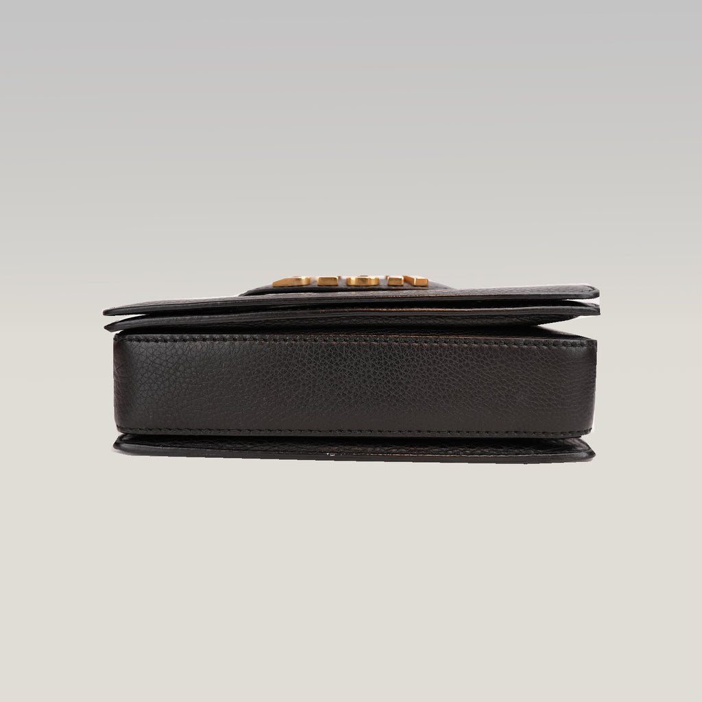 Dior Dio(r)evolution Borsa a Spalla Nera in Pelle Martellata con Logo Dorato