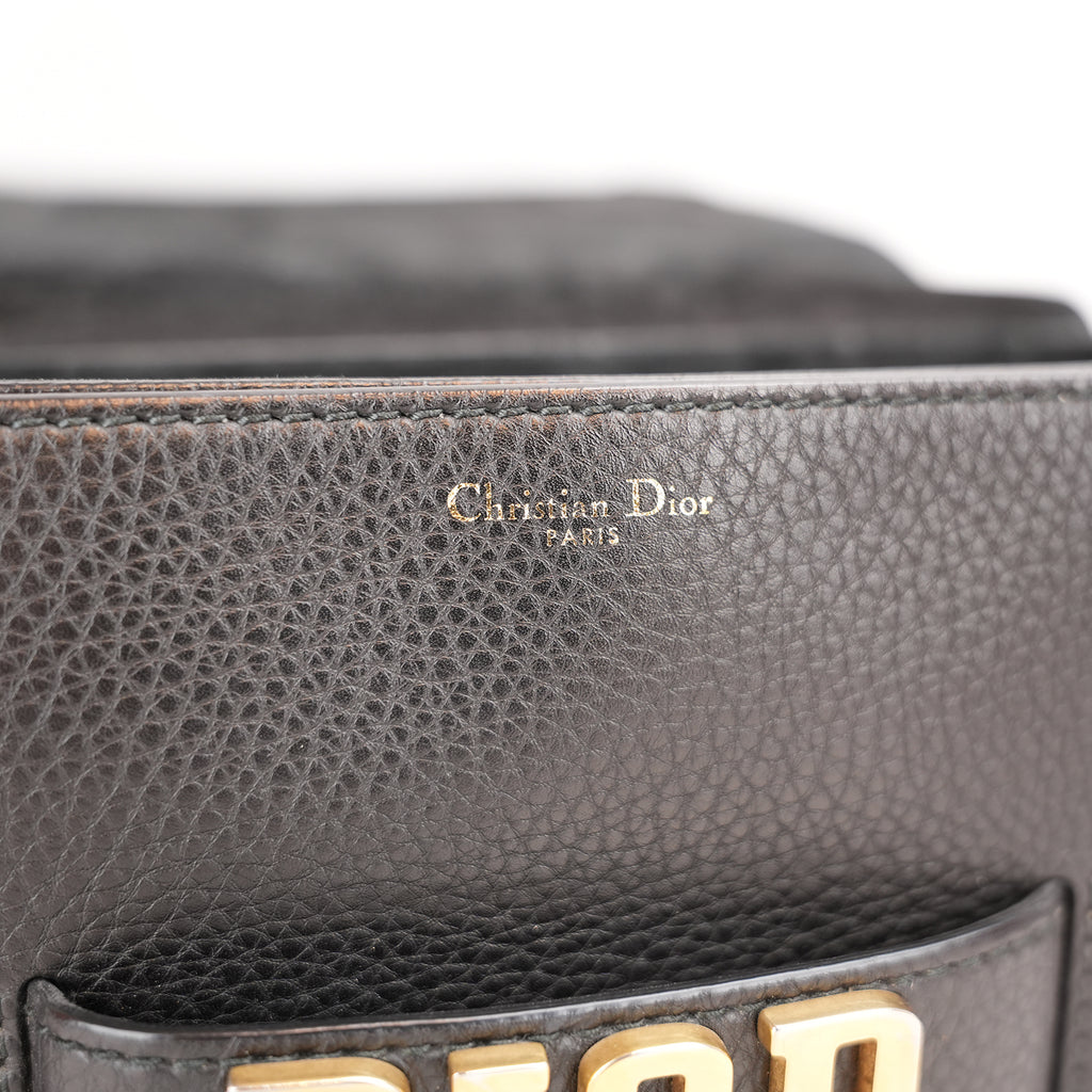 Dior Dio(r)evolution Borsa a Spalla Nera in Pelle Martellata con Logo Dorato