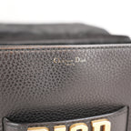 Dior Dio(r)evolution Borsa a Spalla Nera in Pelle Martellata con Logo Dorato