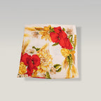 Christian Dior Foulard Vintage in Seta Bianca con Stampa Floreale Rossa e Gialla