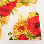 Christian Dior Foulard Vintage in Seta Bianca con Stampa Floreale Rossa e Gialla