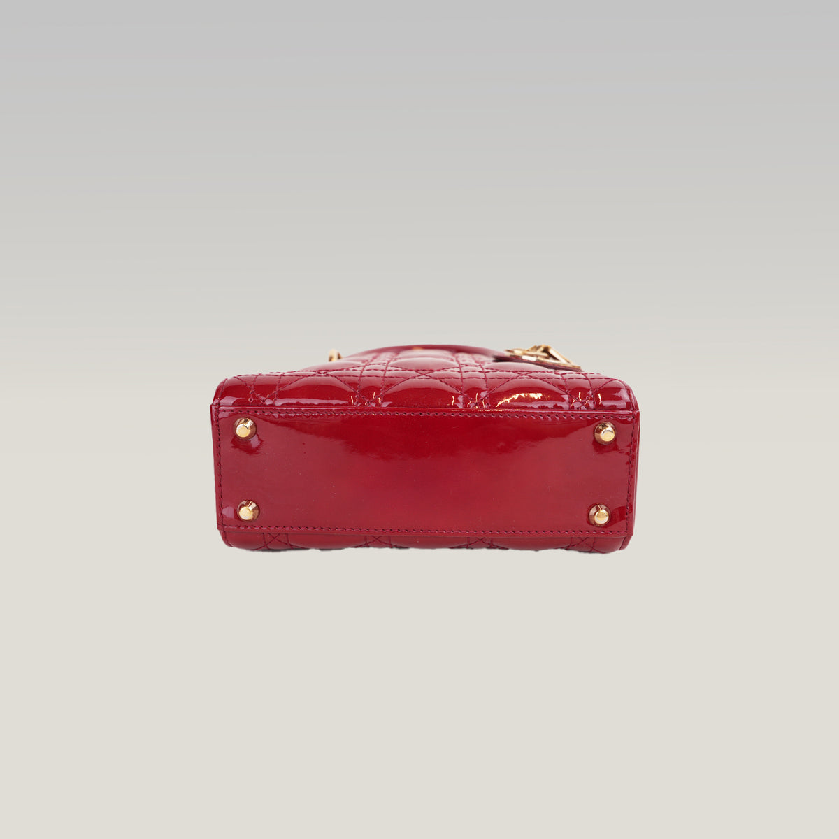 Dior Lady Dior Mini Rossa in Vernice Cannage con Hardware Dorato