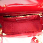 Dior Lady Dior Mini Rossa in Vernice Cannage con Hardware Dorato