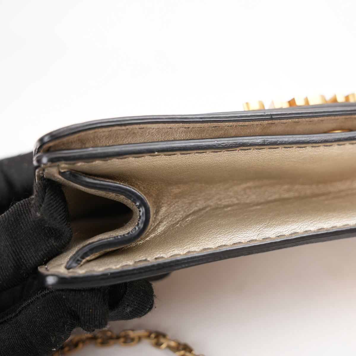 Dior J'Adior Croisière Wallet on Chain Borsa a Tracolla Media in Pelle Argentata con Logo J'ADIOR Dorato