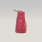 Dior Lady Dior Large Rossa in Pelle di Agnello Cannage con Hardware Argentato