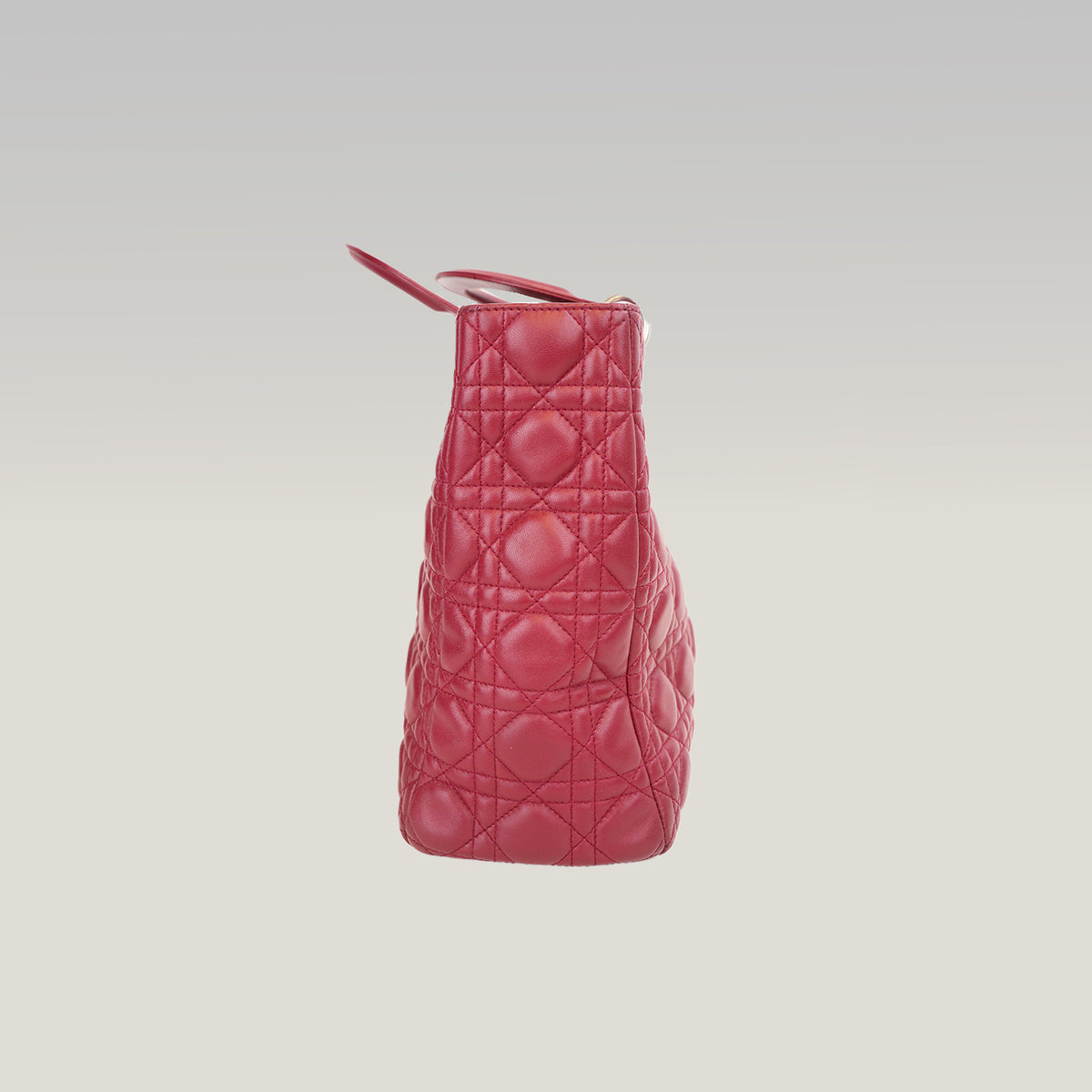 Dior Lady Dior Large Rossa in Pelle di Agnello Cannage con Hardware Argentato