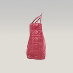 Dior Lady Dior Large Rossa in Pelle di Agnello Cannage con Hardware Argentato