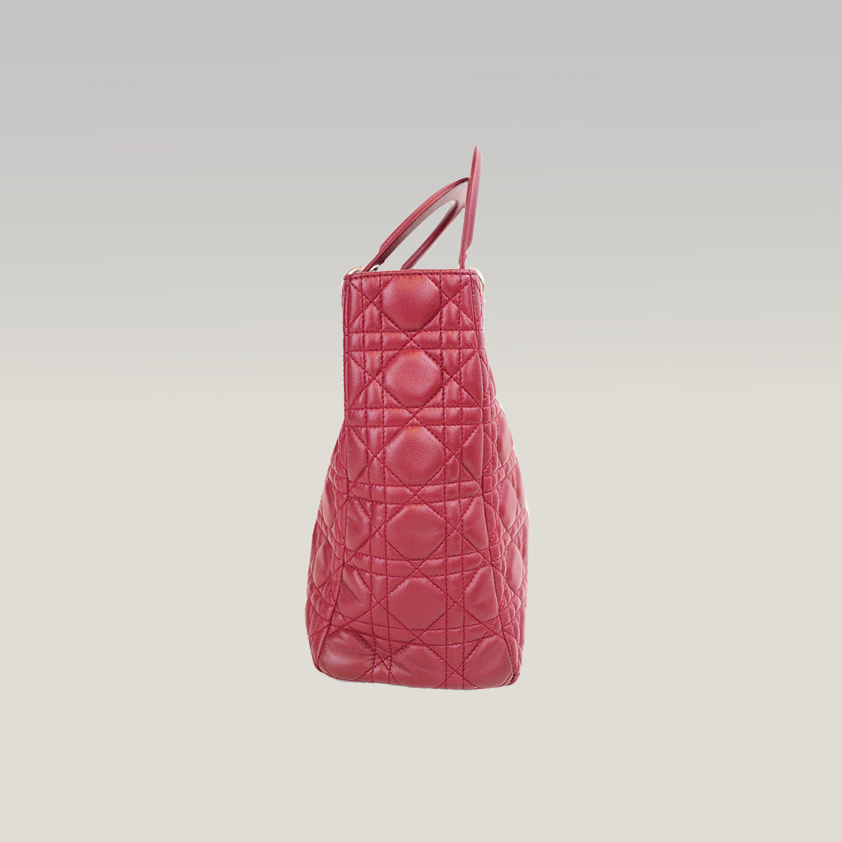 Dior Lady Dior Large Rossa in Pelle di Agnello Cannage con Hardware Argentato