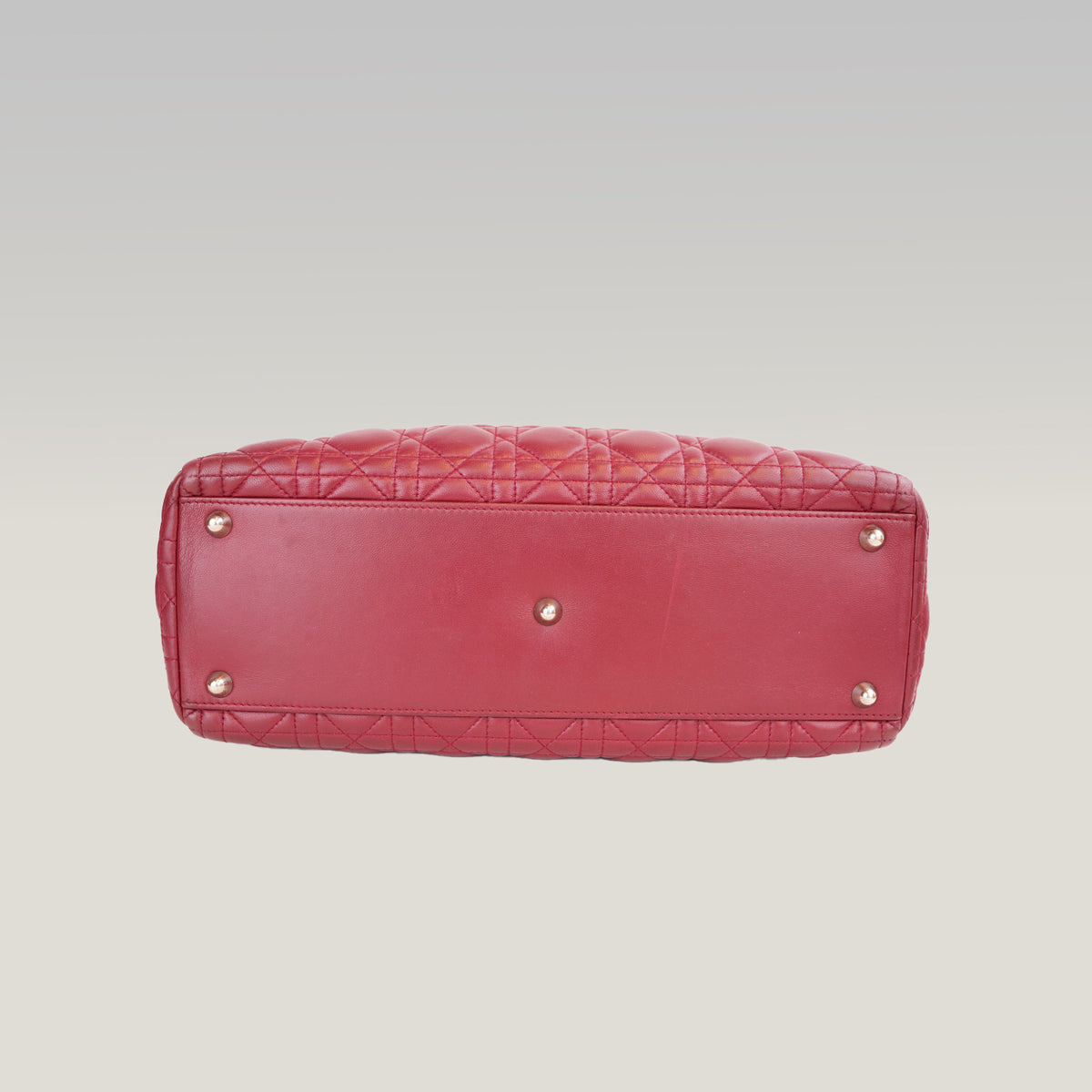 Dior Lady Dior Large Rossa in Pelle di Agnello Cannage con Hardware Argentato