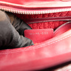 Dior Lady Dior Large Rossa in Pelle di Agnello Cannage con Hardware Argentato
