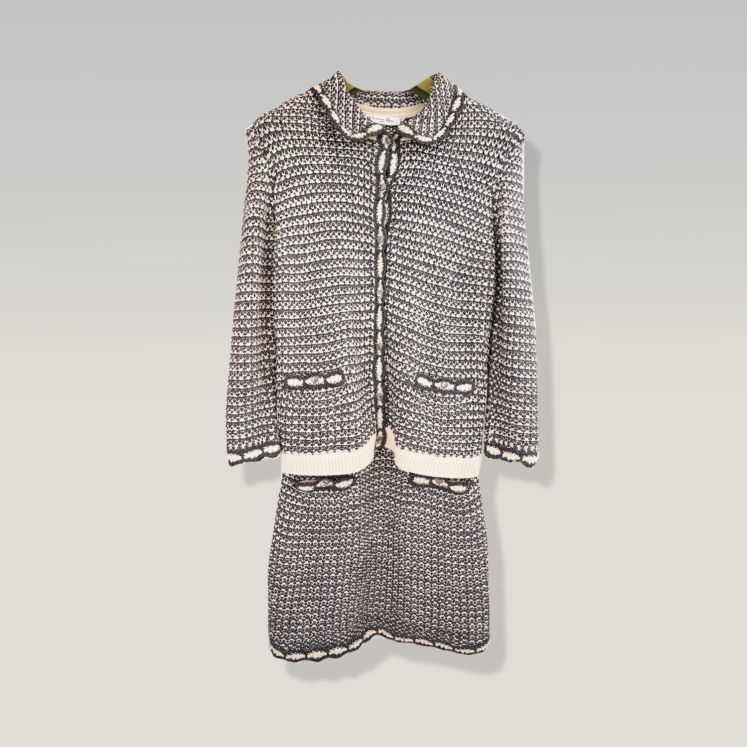 Dior Knit Dress & Jacket Set in Grey / Cream