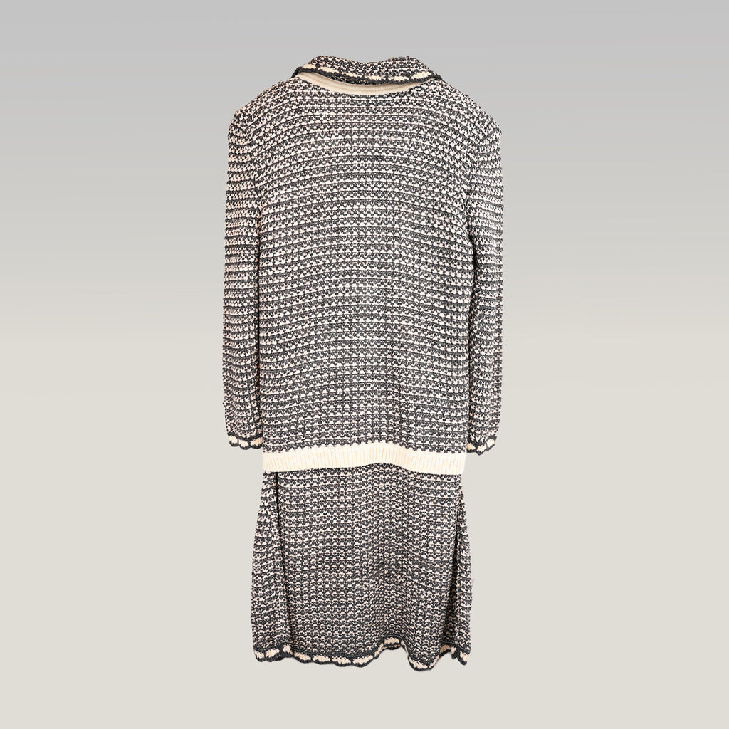 Dior Knit Dress & Jacket Set in Grey / Cream