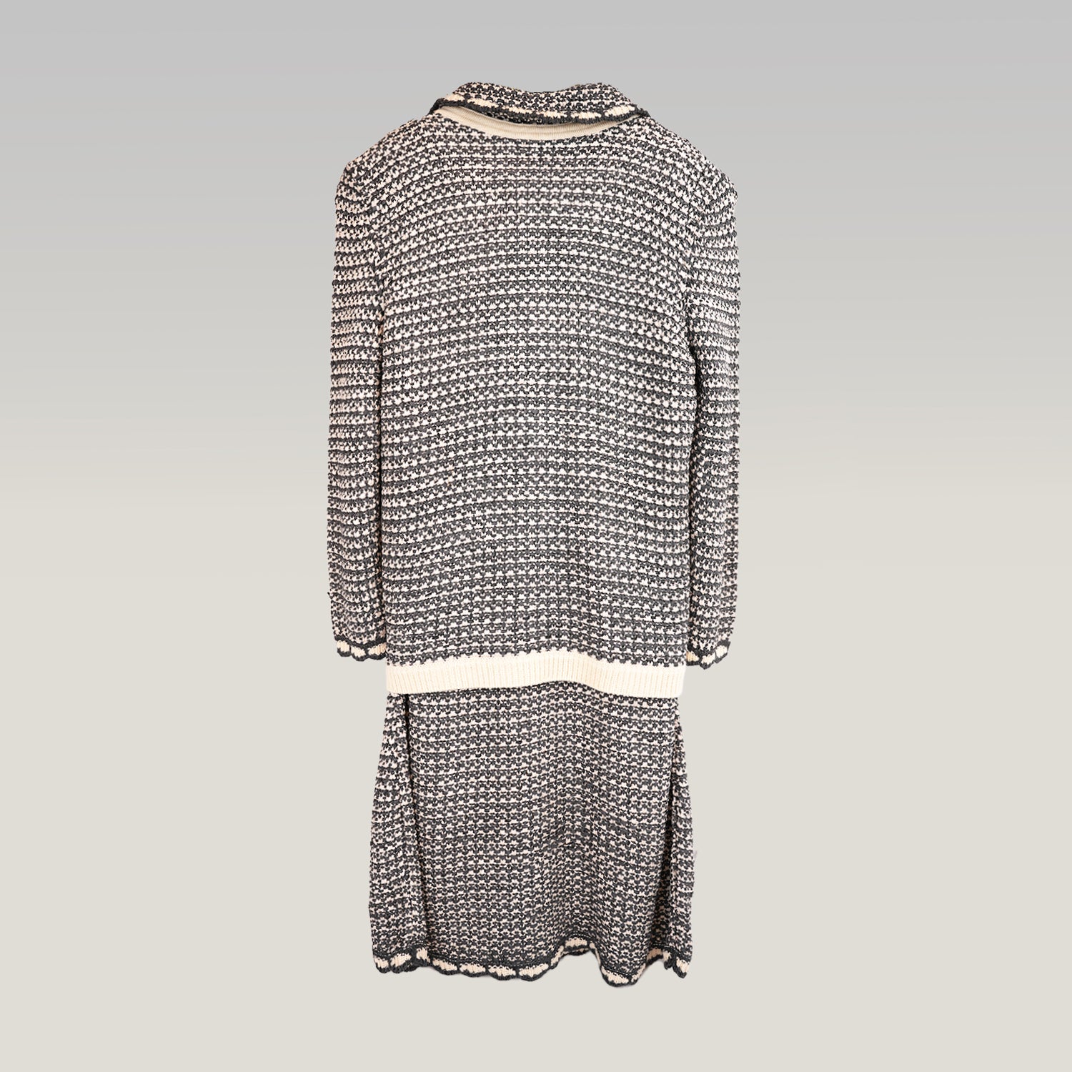 Dior Knit Dress & Jacket Set in Grey / Cream