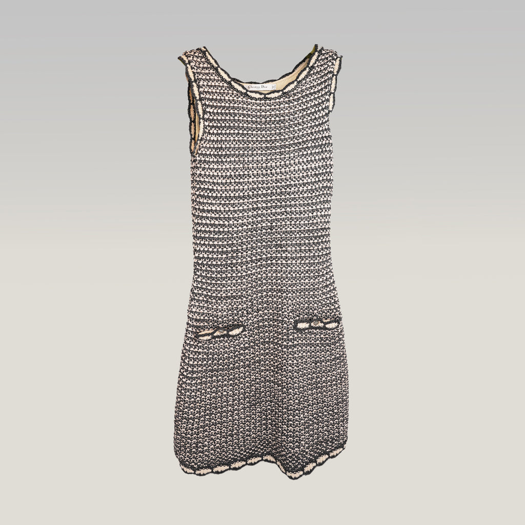 Dior Knit Dress & Jacket Set in Grey / Cream