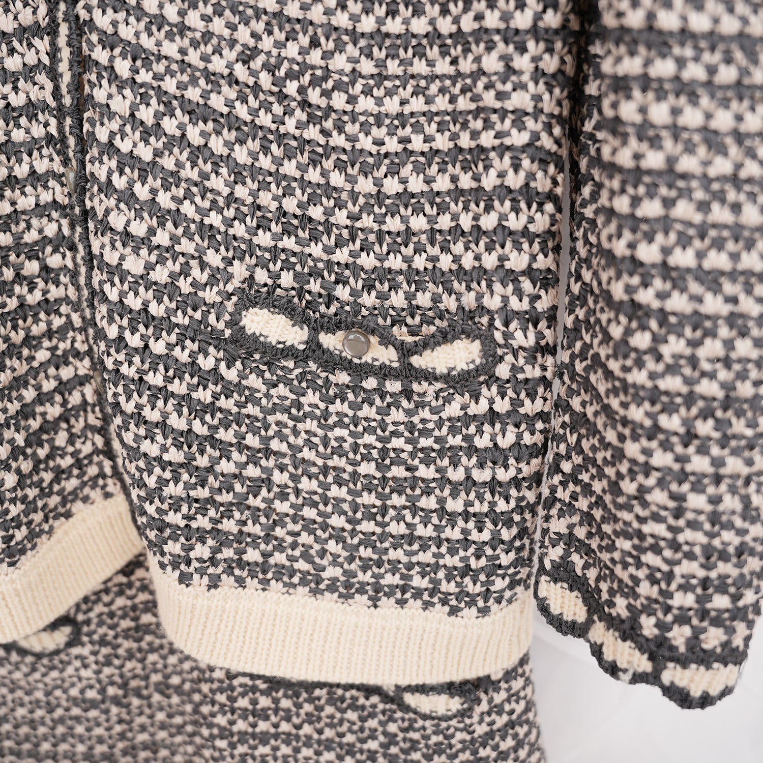 Dior Knit Dress & Jacket Set in Grey / Cream