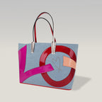 Christian Louboutin Cabata East West Denim Tote Bag Blue Denim Love Graphic Studded Tote