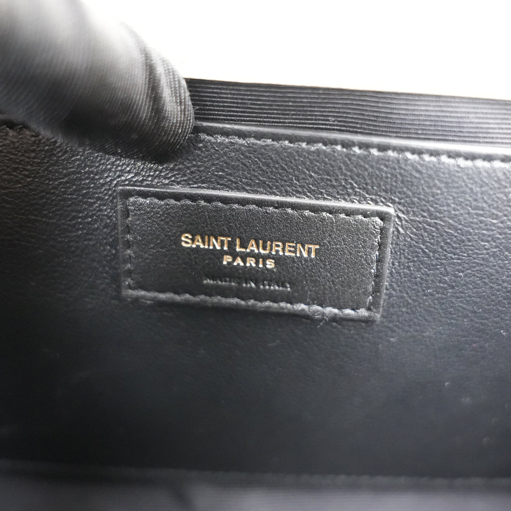 Saint Laurent Kate Monogram Chain Wallet White Grain de Poudre Leather with Cassandre Logo