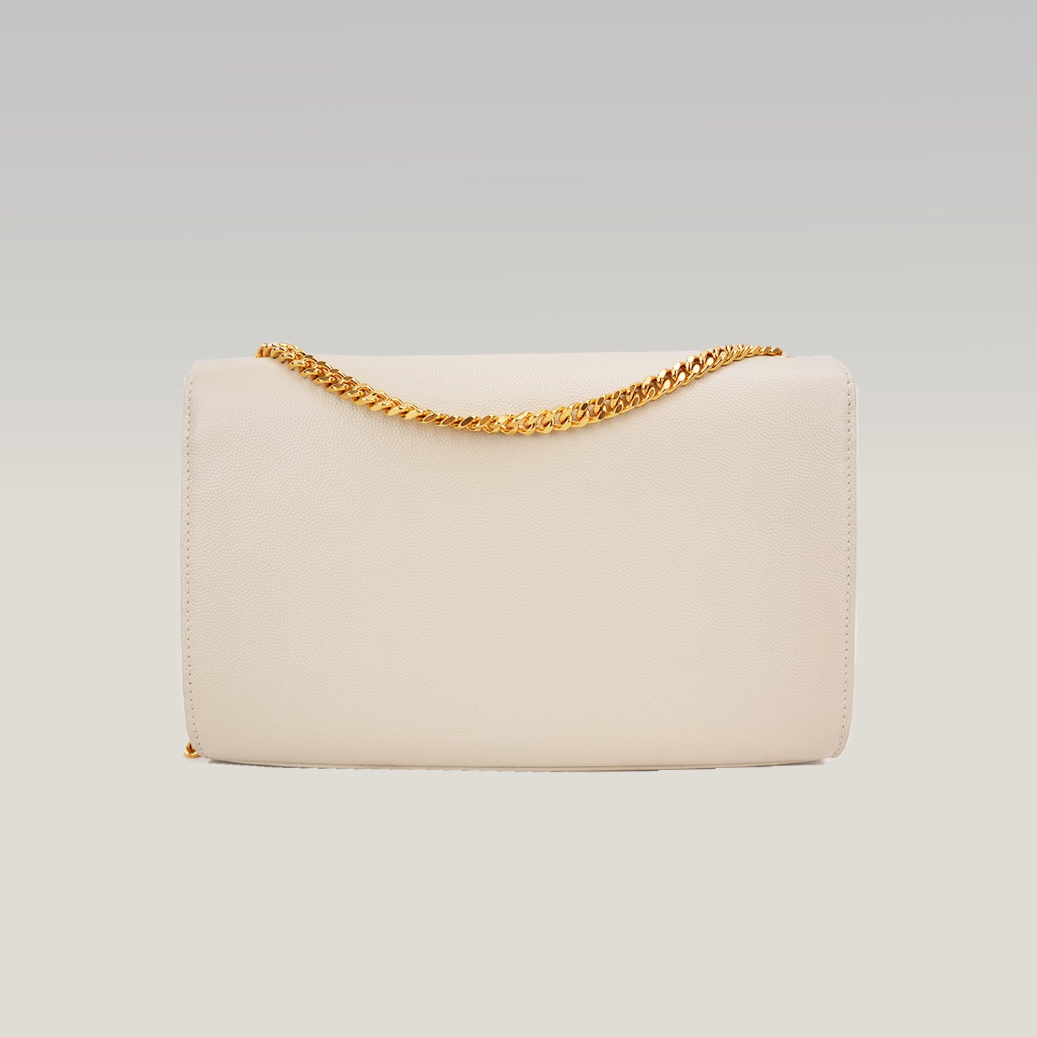 Saint Laurent Kate Monogram Chain Wallet White Grain de Poudre Leather with Cassandre Logo