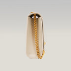 Saint Laurent Kate Monogram Chain Wallet White Grain de Poudre Leather with Cassandre Logo