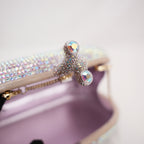 Crystal Ring Clutch Bag Argento con Strass Multicolor e Chiusura ad Anello