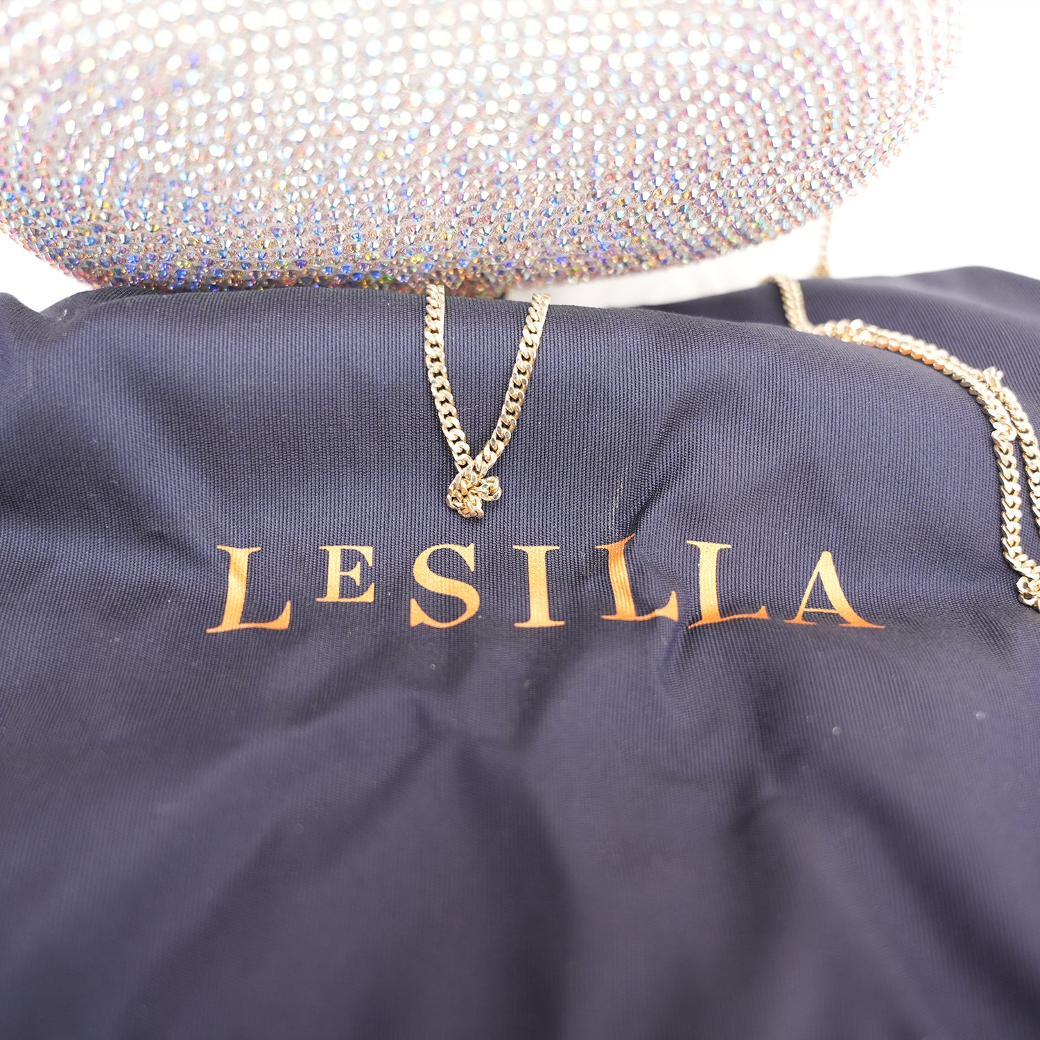 Crystal Ring Clutch Bag Argento con Strass Multicolor e Chiusura ad Anello