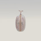Crystal Ring Clutch Bag Argento con Strass Multicolor e Chiusura ad Anello