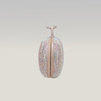 Crystal Ring Clutch Bag Argento con Strass Multicolor e Chiusura ad Anello