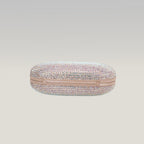 Crystal Ring Clutch Bag Argento con Strass Multicolor e Chiusura ad Anello