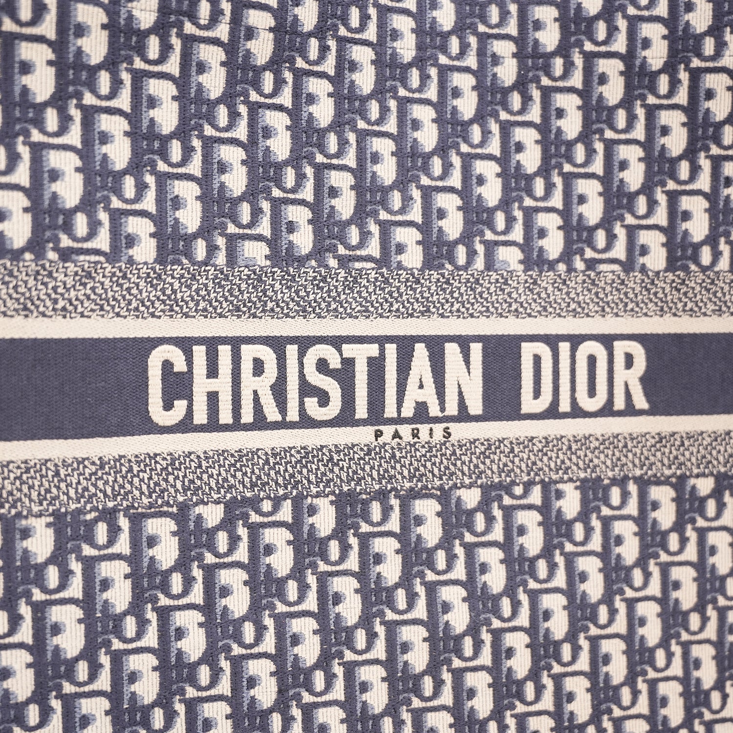 Christian Dior Book Tote Large Blue Oblique Embroidered Canvas Tote Bag