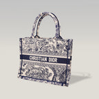 Dior Medium Book Tote Blue Toile de Jouy Zoo Embroidered Canvas Tote Bag