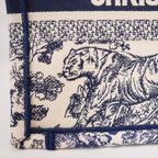 Dior Medium Book Tote Blue Toile de Jouy Zoo Embroidered Canvas Tote Bag