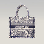 Dior Medium Book Tote Blue Toile de Jouy Zoo Embroidered Canvas Tote Bag