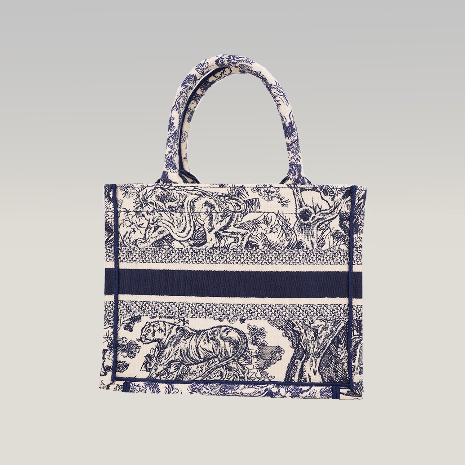 Dior Medium Book Tote Blue Toile de Jouy Zoo Embroidered Canvas Tote Bag