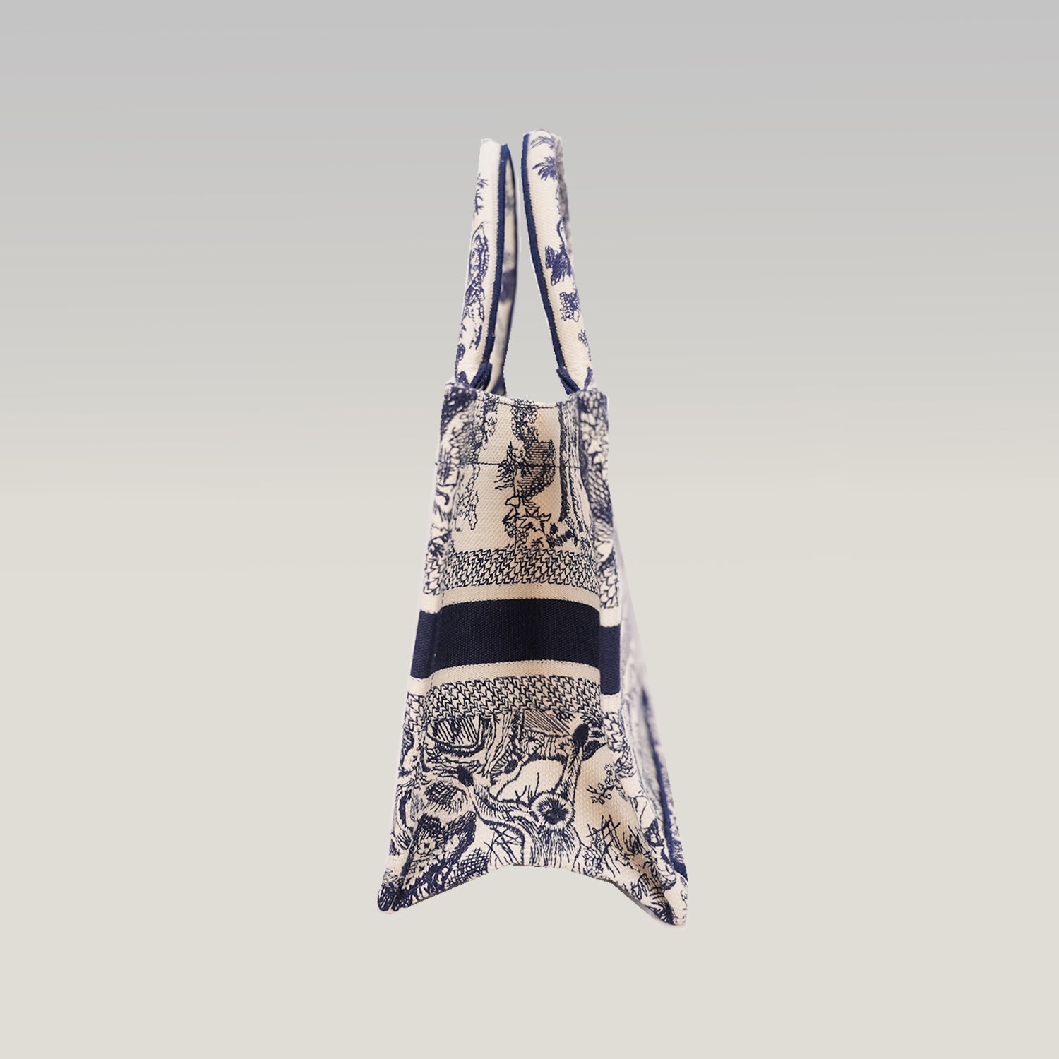Dior Medium Book Tote Blue Toile de Jouy Zoo Embroidered Canvas Tote Bag