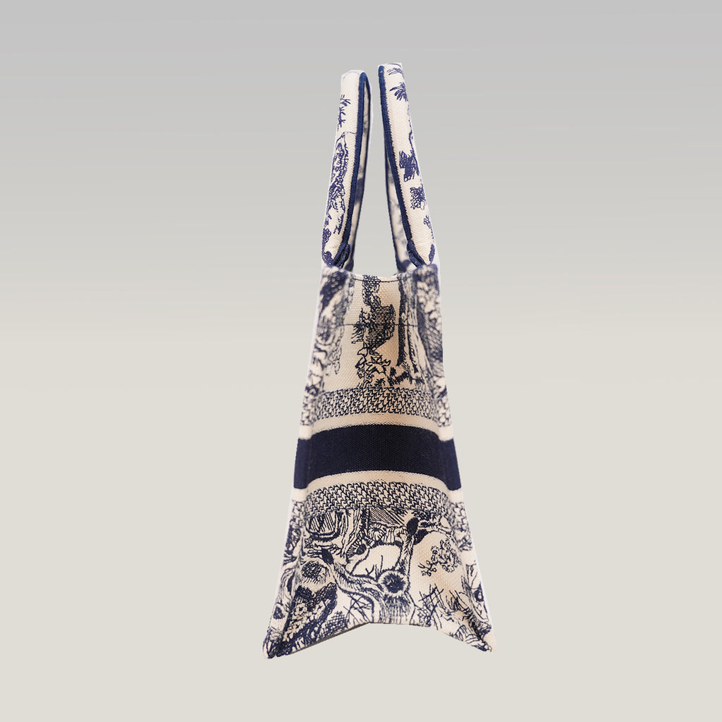 Dior Medium Book Tote Blue Toile de Jouy Zoo Embroidered Canvas Tote Bag