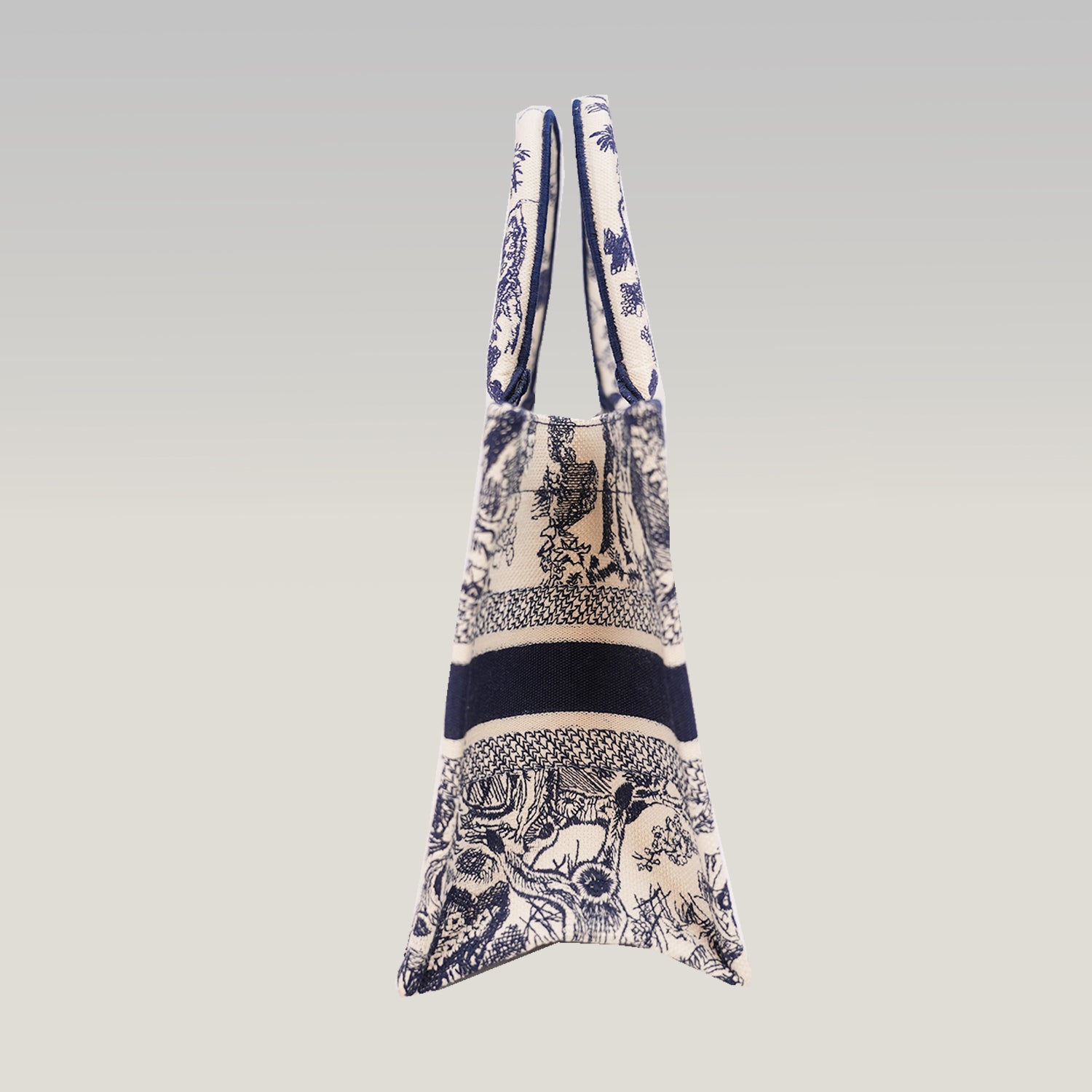 Dior Medium Book Tote Blue Toile de Jouy Zoo Embroidered Canvas Tote Bag