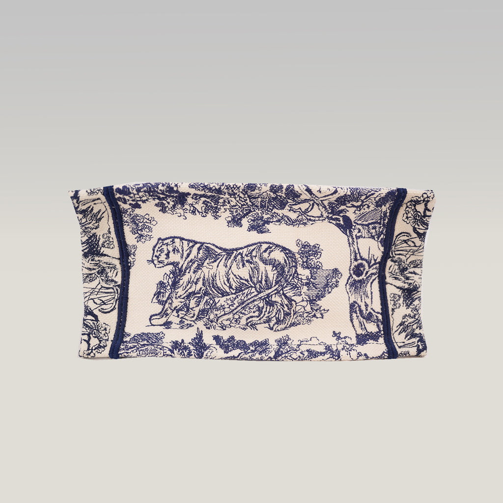 Dior Medium Book Tote Blue Toile de Jouy Zoo Embroidered Canvas Tote Bag