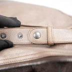 Dior Gaucho Vintage Borsa a Spalla in Pelle Laminata Marrone con Maxi Fibbia