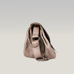 Dior Gaucho Vintage Borsa a Spalla in Pelle Laminata Marrone con Maxi Fibbia