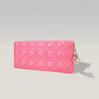 Dior Lady Dior Clutch con Catena in Pelle di Agnello Rosa Cannage