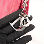Dior Lady Dior Clutch con Catena in Pelle di Agnello Rosa Cannage